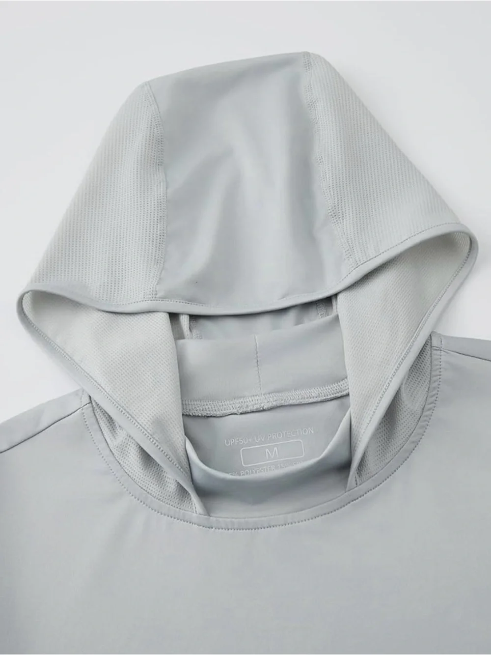 🍎AOLUYARD  Men's Light Gray Sun Hoodie fishing shirt UPF 50+UV  size L NWT